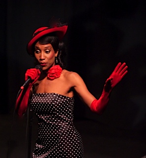 Timotha Lanae owning the stage of the Club Theatre at Chanhassen Dinner Theatres